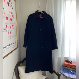 ESPRIT Black Long Line Wool Pea Coat Fully Lined | L